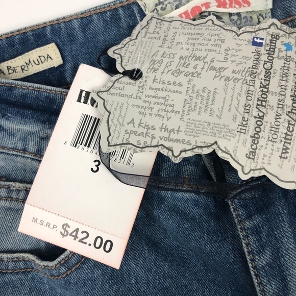 NWT HOT KISS Women’s Jean Shorts Distressed Size 3 Ripped/Torn Medium Wash - Picture 5 of 11